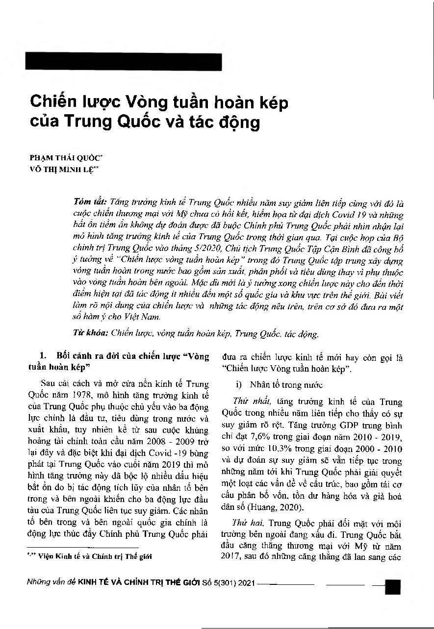 Chiến lược vòng tuần hoàn kép của Trung Quốc và tác động