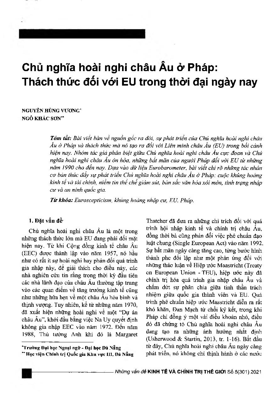 Chủ nghĩa hoài nghi châu Âu ở Pháp: Thách thức đối với EU trong thời đại ngày nay