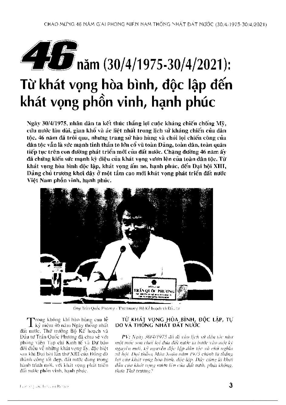 46 năm (30/4/1975-30/4/2021): Từ khát vọng hòa bình, độc lập đến khát vọng phồn vinh, hạnh phúc