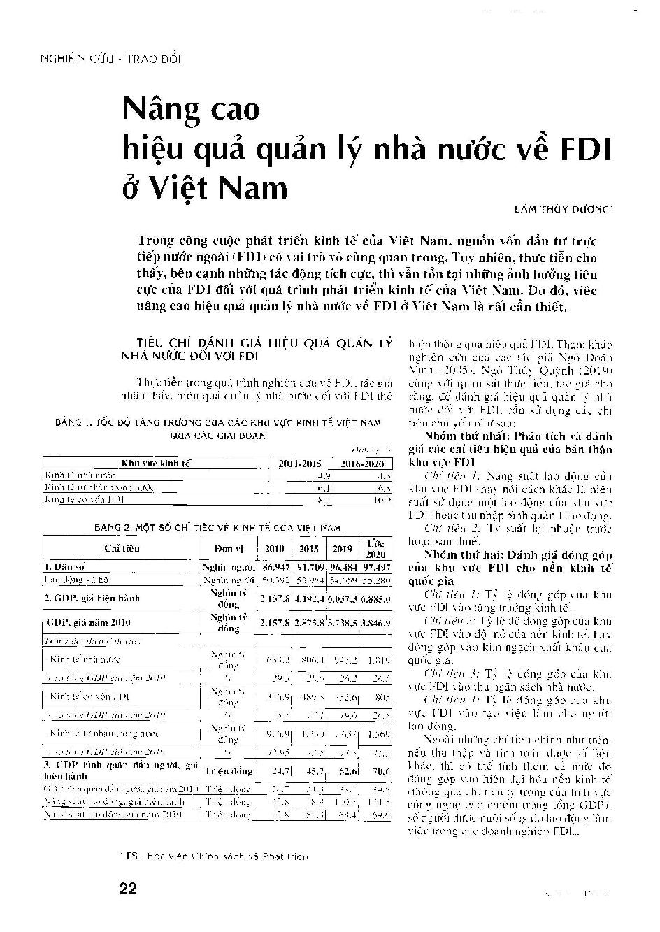 Nâng cao hiệu quả quản lý nhà nước về FDI ở Việt Nam