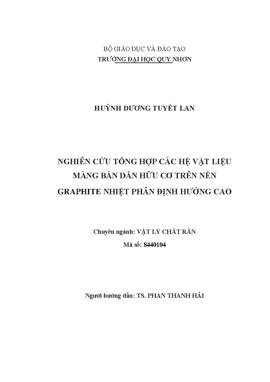 Nghiên cứu tổng hợp các hệ vật liệu màng bán dẫn hữu cơ trên nền graphite và graphene