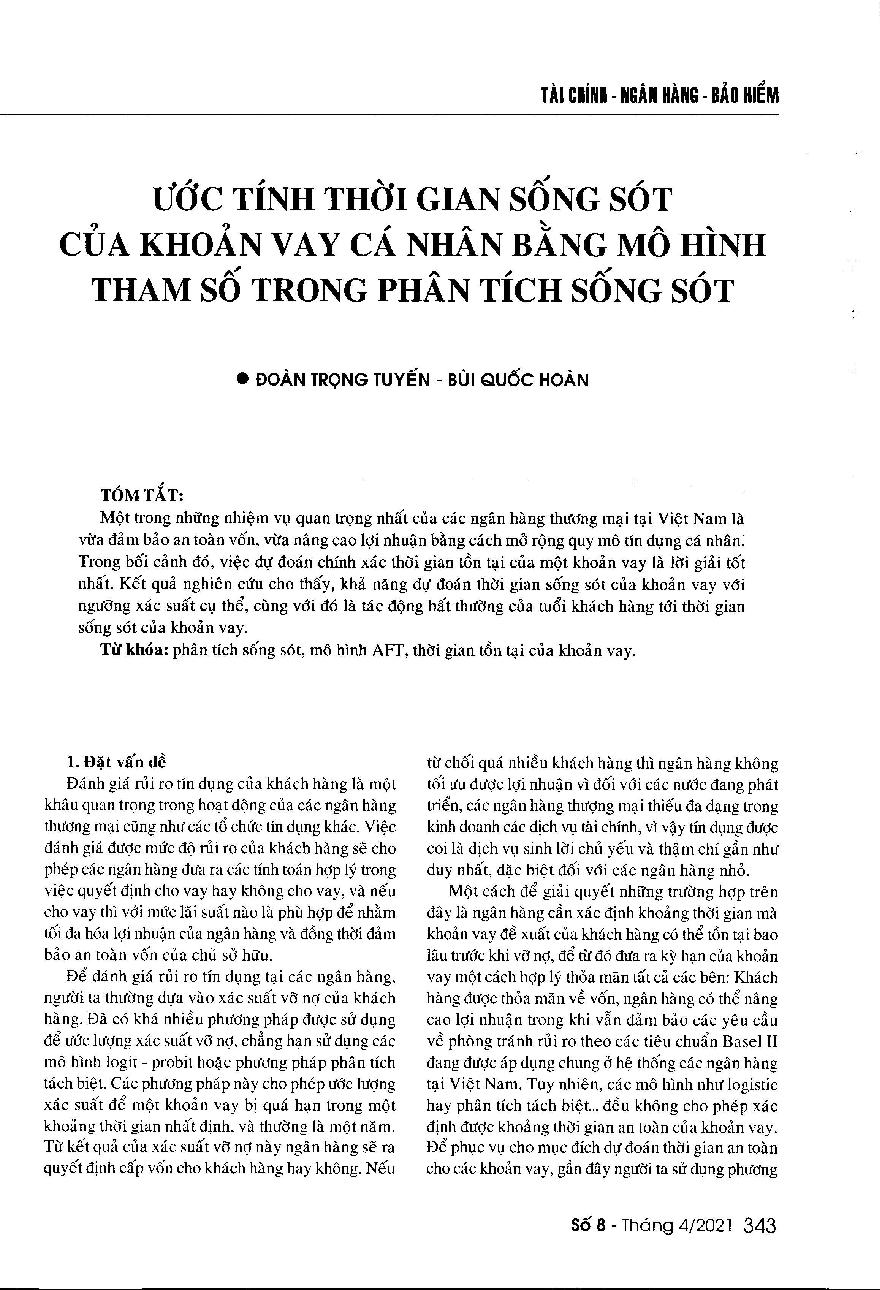 Ước tính thời gian sống sót của khoản vay cá nhân bằng mô hình tham số trong phân tích sống sót
