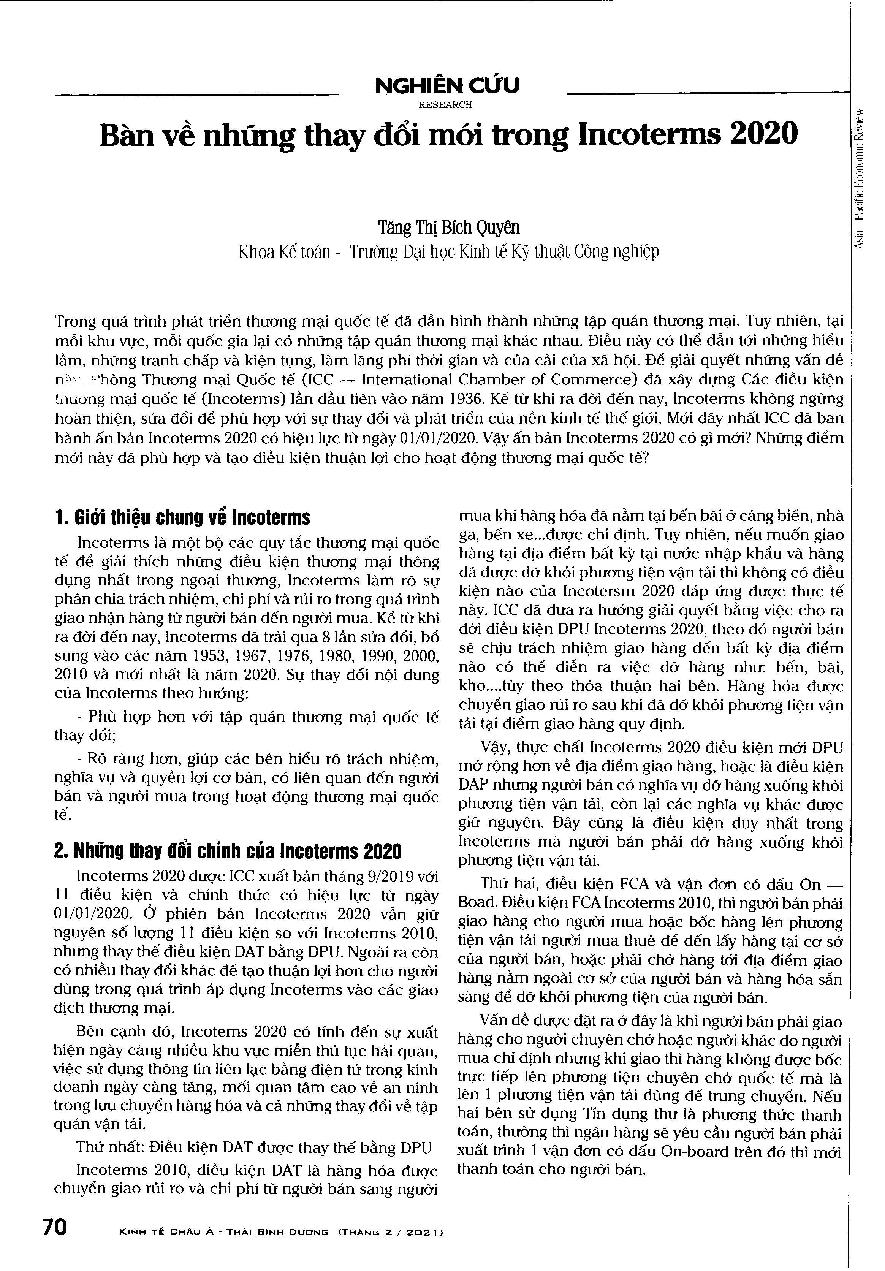 Bàn về những thay đổi mới trong Incoterms 2020