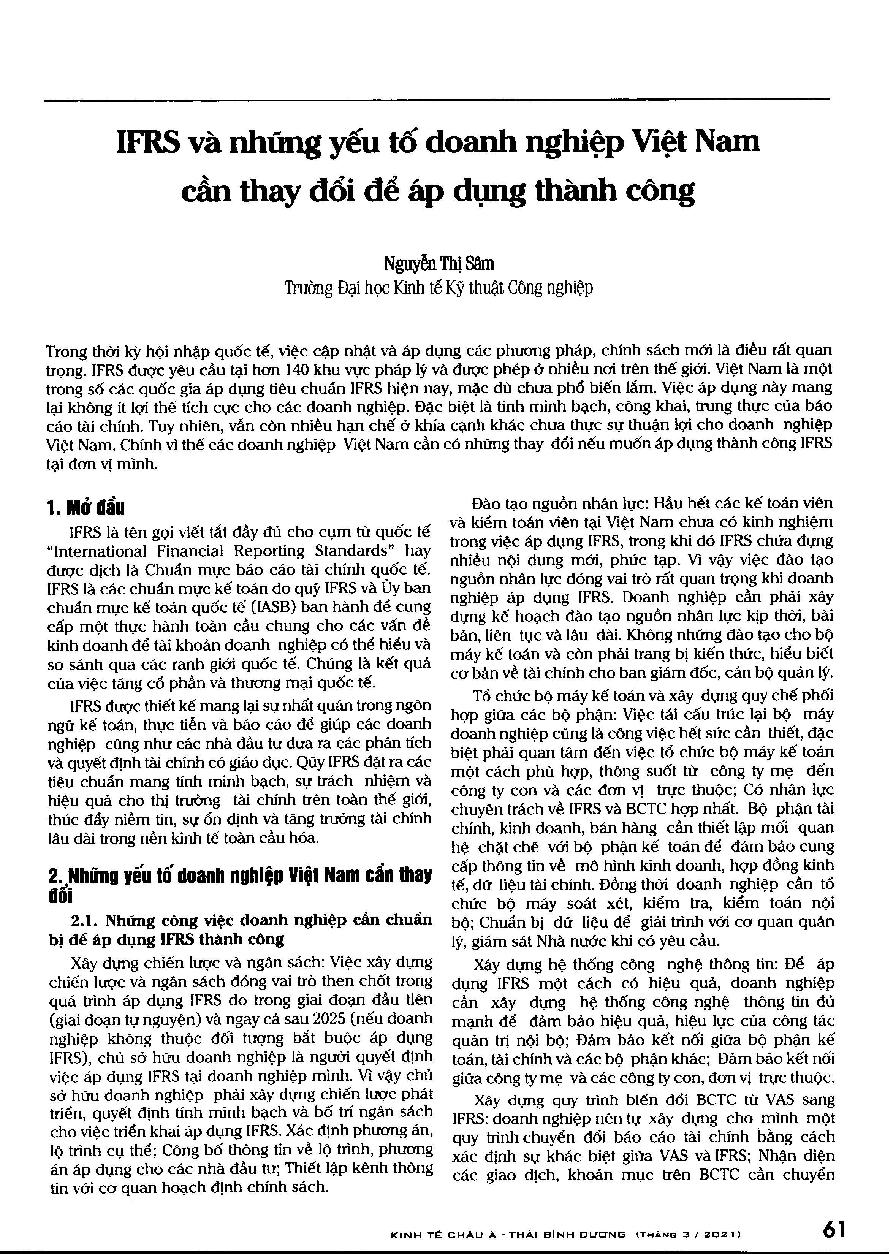IFRS và những yếu tố doanh nghiệp Việt Nam cần thay đổi để áp dụng thành công