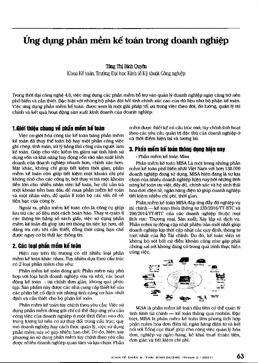 ứng dụng phần mềm kế toán trong doanh nghiệp