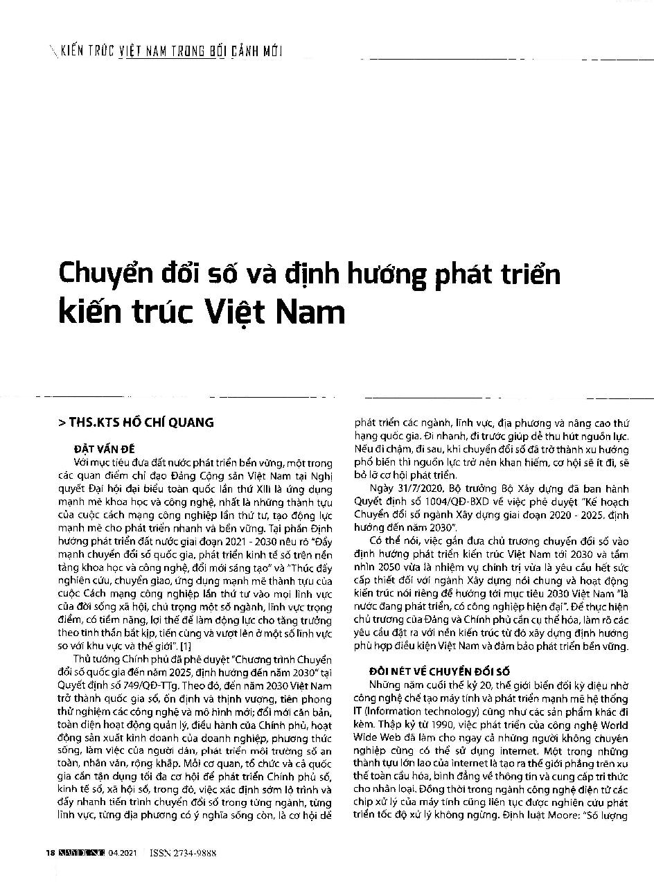 Chuyển đổi số và định hướng phát triển kiến trúc Việt Nam