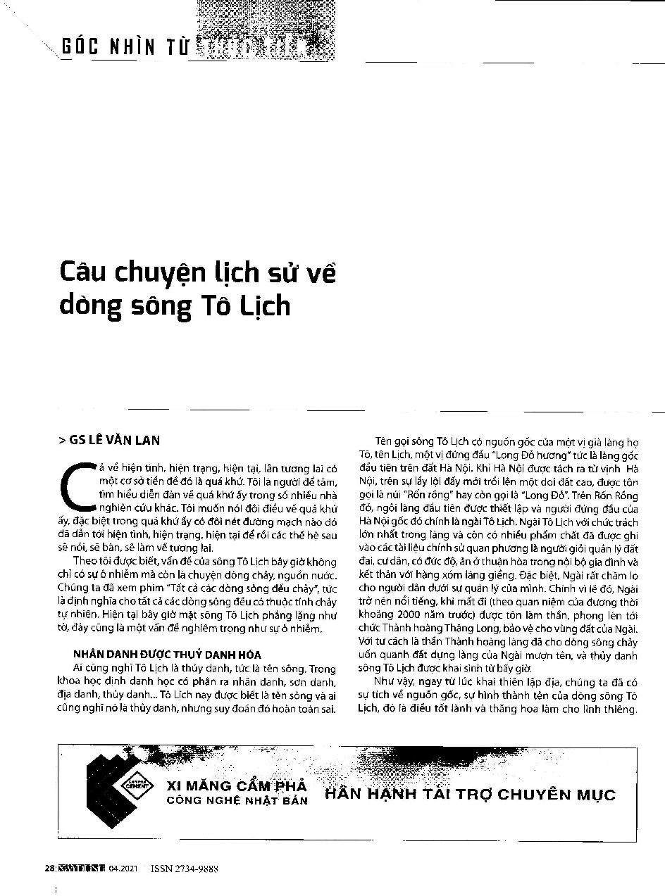 Câu chuyện lịch sử về dòng sông Tô Lịch