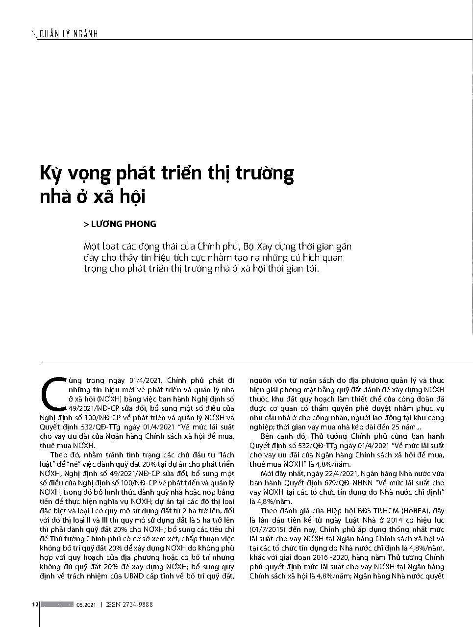 Kỳ vọng phát triển thị trường nhà ở xã hội