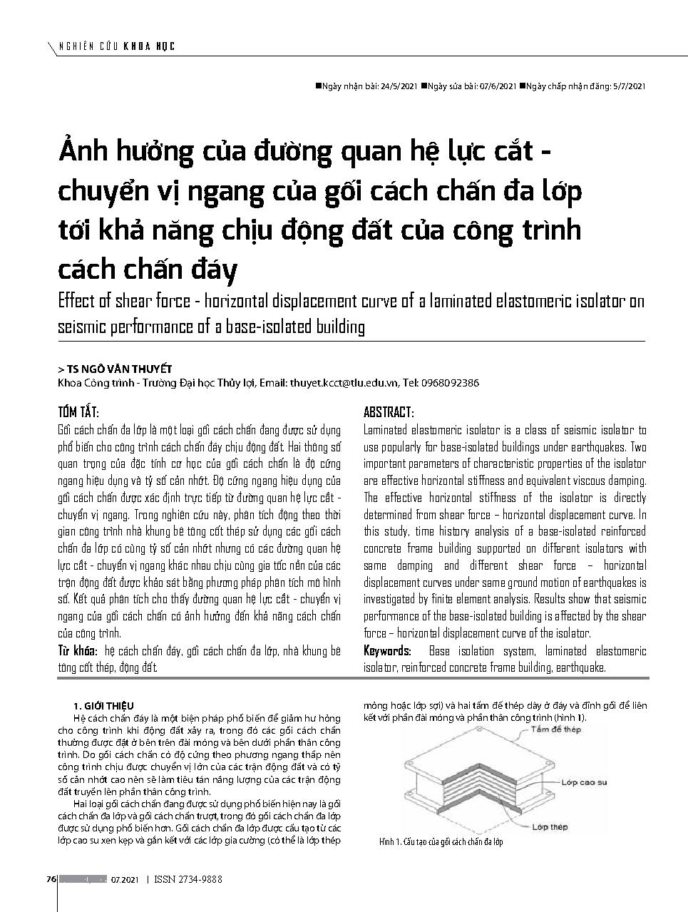 Ảnh hưởng của đường quan hệ lực cắt - chuyển vị ngang của gối cách chấn đa lớp tới khả năng chịu động đất của công trình cách chấn đáy