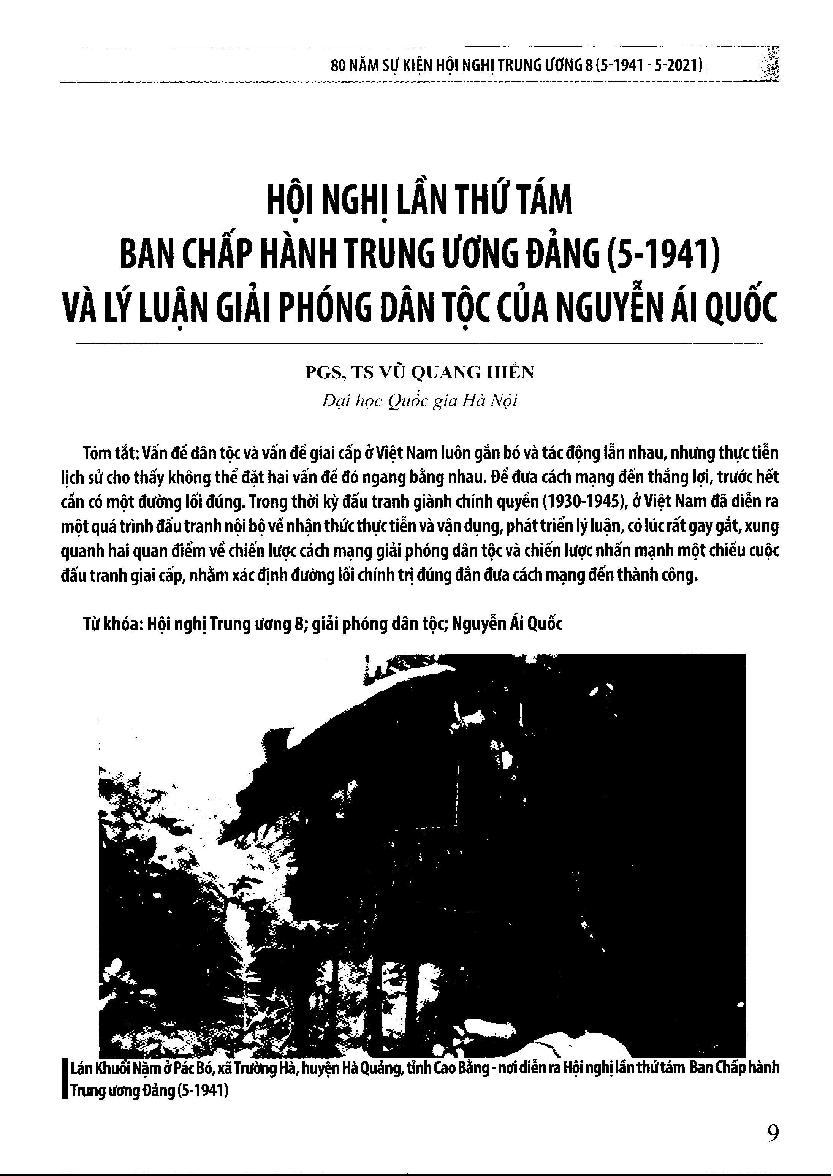 Hội nghị lần thứ tám ban chấp hành trung ương Đảng (5-1941) và lý luận giải phóng dân tộc của Nguyễn Ái Quốc