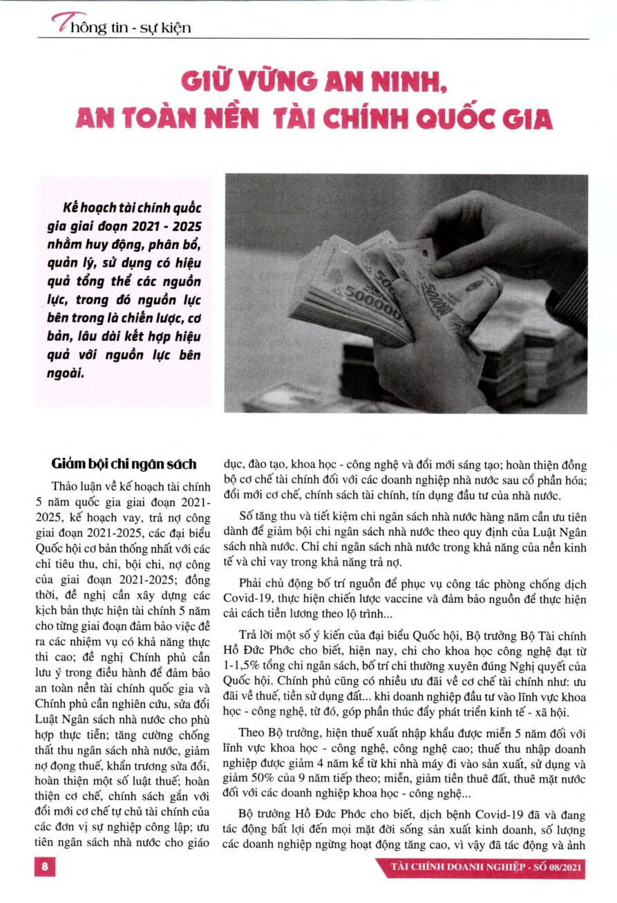 Giữ vững an ninh, an toàn nền tài chính quốc gia