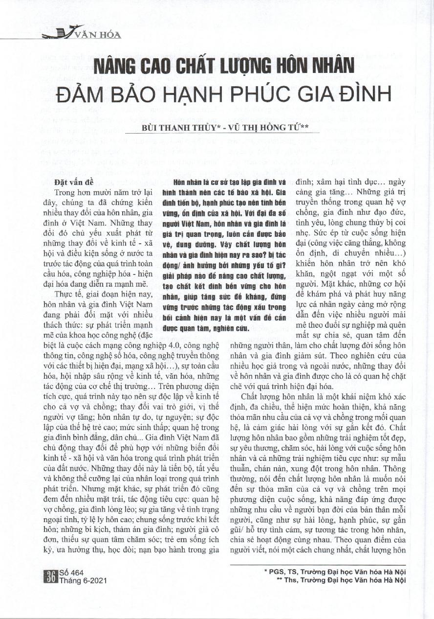 Nâng cao chất lượng hôn nhân đảm bảo hạnh phúc gia đình