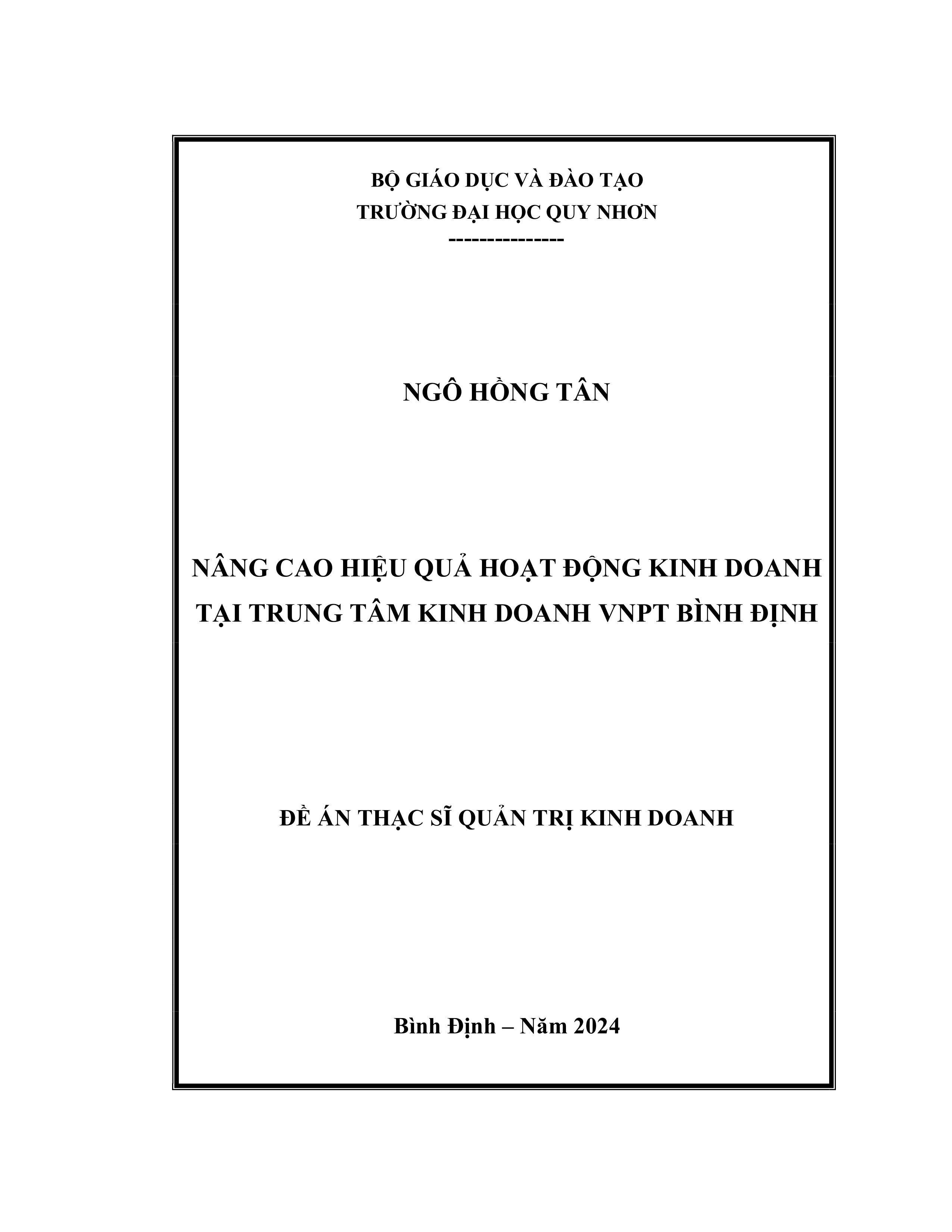 Nâng cao hiệu quả hoạt động kinh doanh tại Trung tâm Kinh doanh VNPT Bình Định