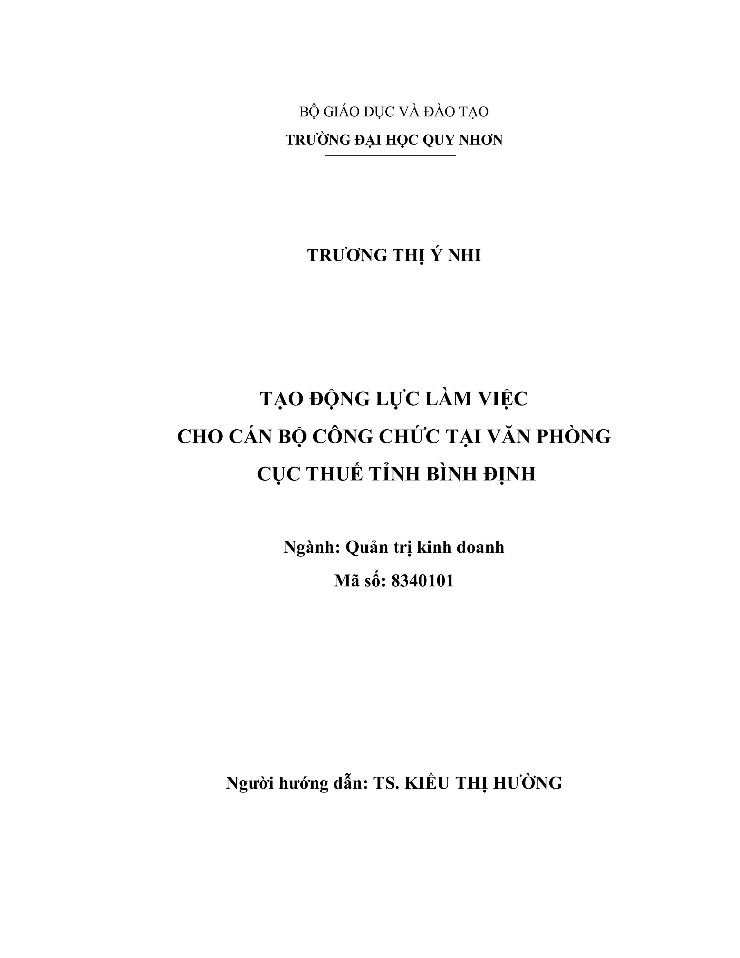 Tạo động lực làm việc cho cán bộ công chức tại Văn phòng Cục Thuế tỉnh Bình Định