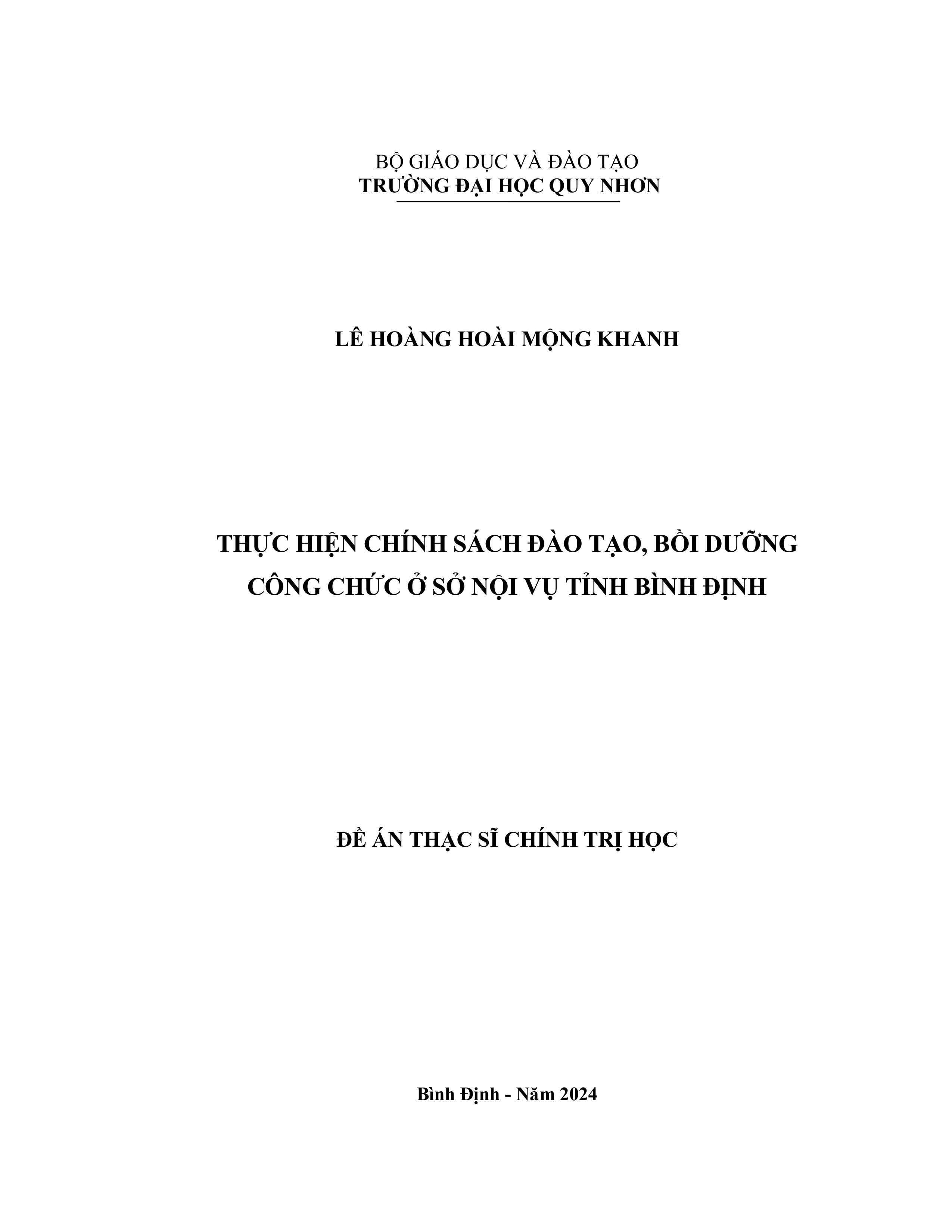 Thực hiện chính sách đào tạo, bồi dưỡng công chức ở Sở Nội vụ tỉnh Bình Định