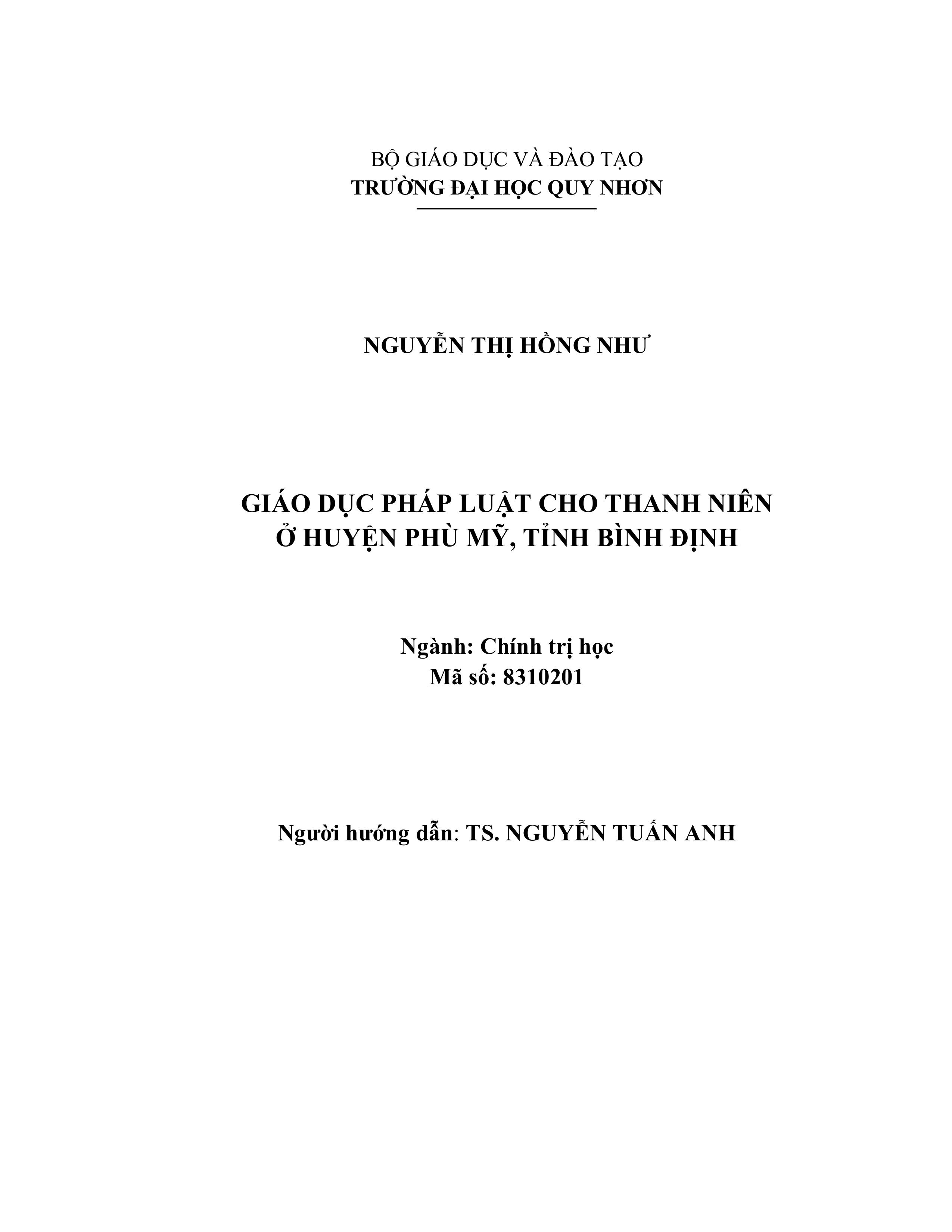 Giáo dục pháp luật cho thanh niên ở huyện Phù Mỹ, tỉnh Bình Định