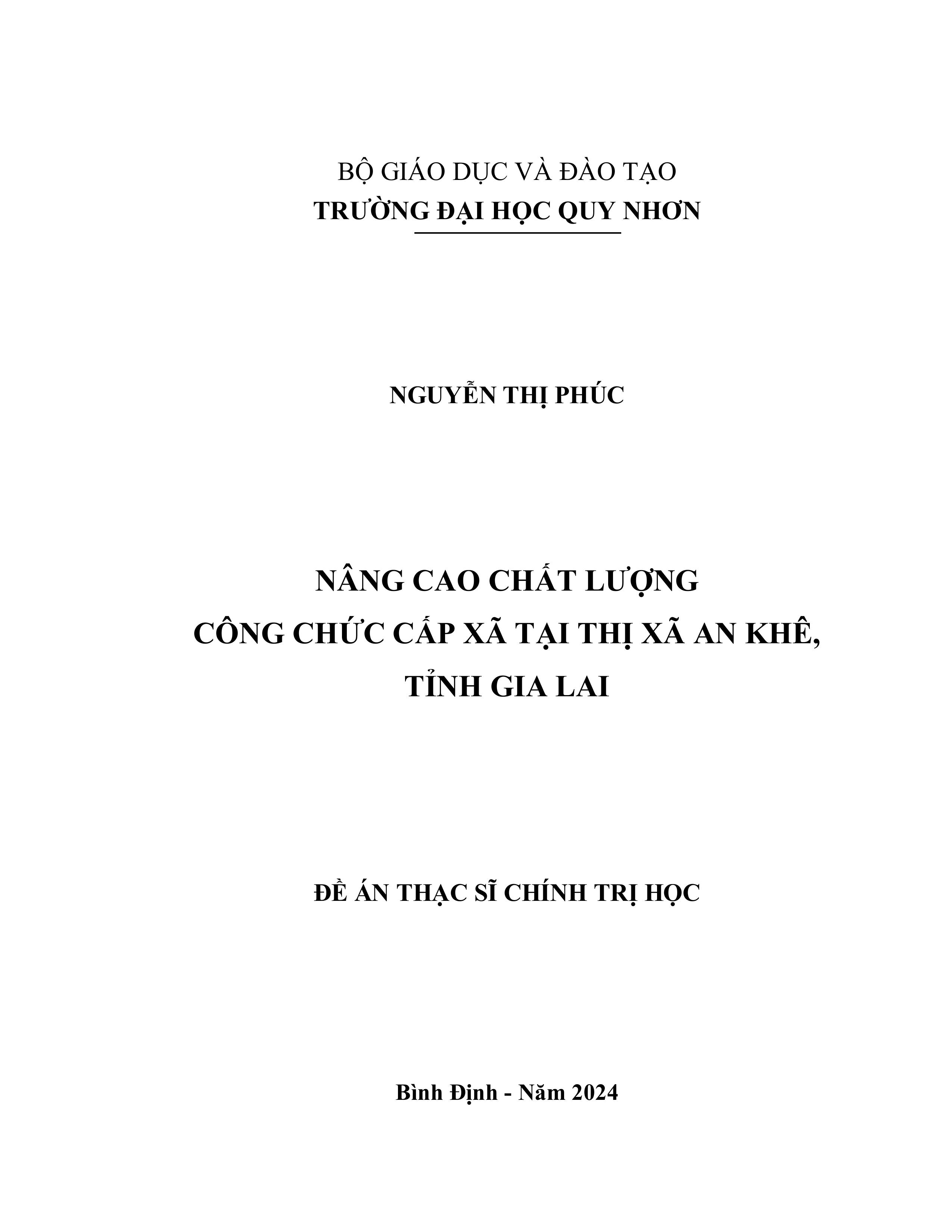 Nâng cao chất lượng công chức cấp xã tại thị xã An Khê, tỉnh Gia Lai
