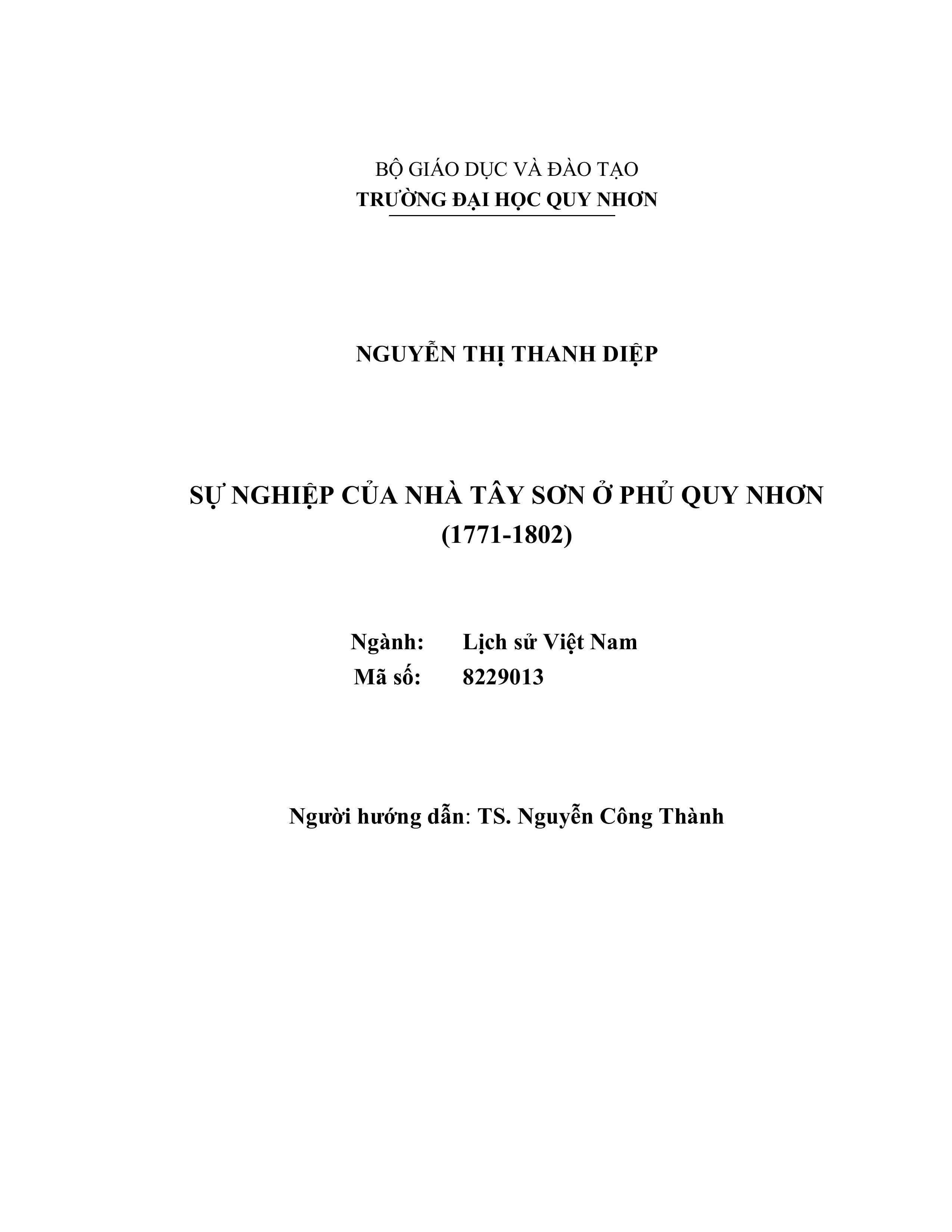 Sự nghiệp của nhà Tây Sơn ở phủ Quy Nhơn (1771-1802)
