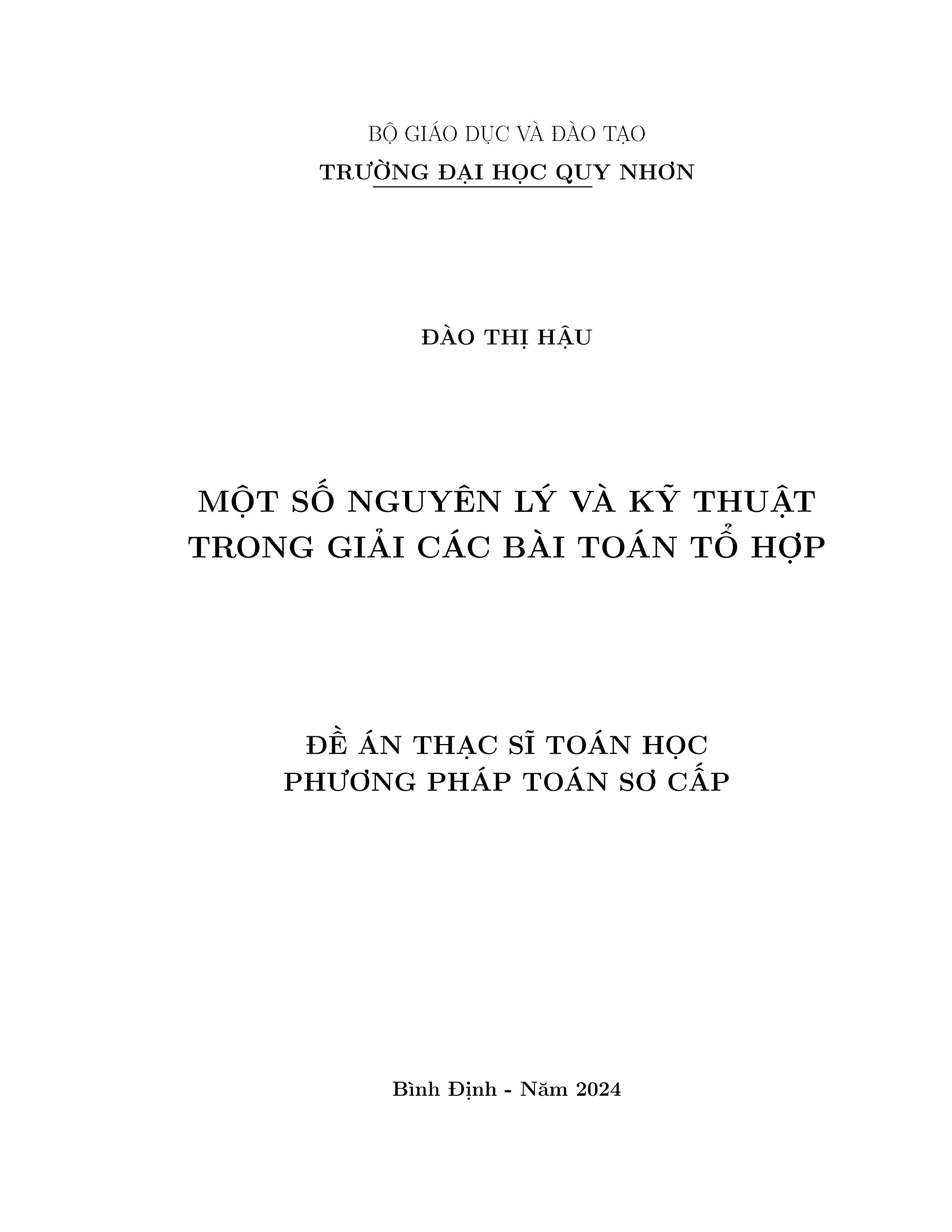 Một số nguyên lý và kỹ thuật trong giải các bài toán tổ hợp