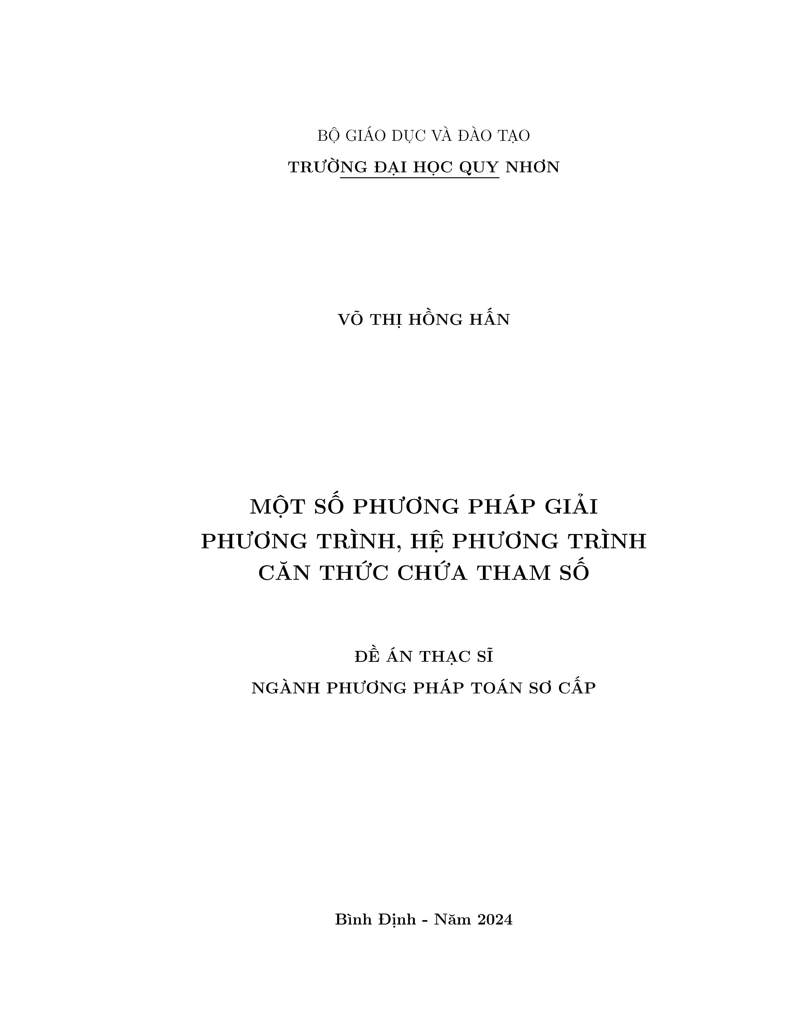 Một số phương pháp giải phương trình, hệ phương trình căn thức chứa tham số