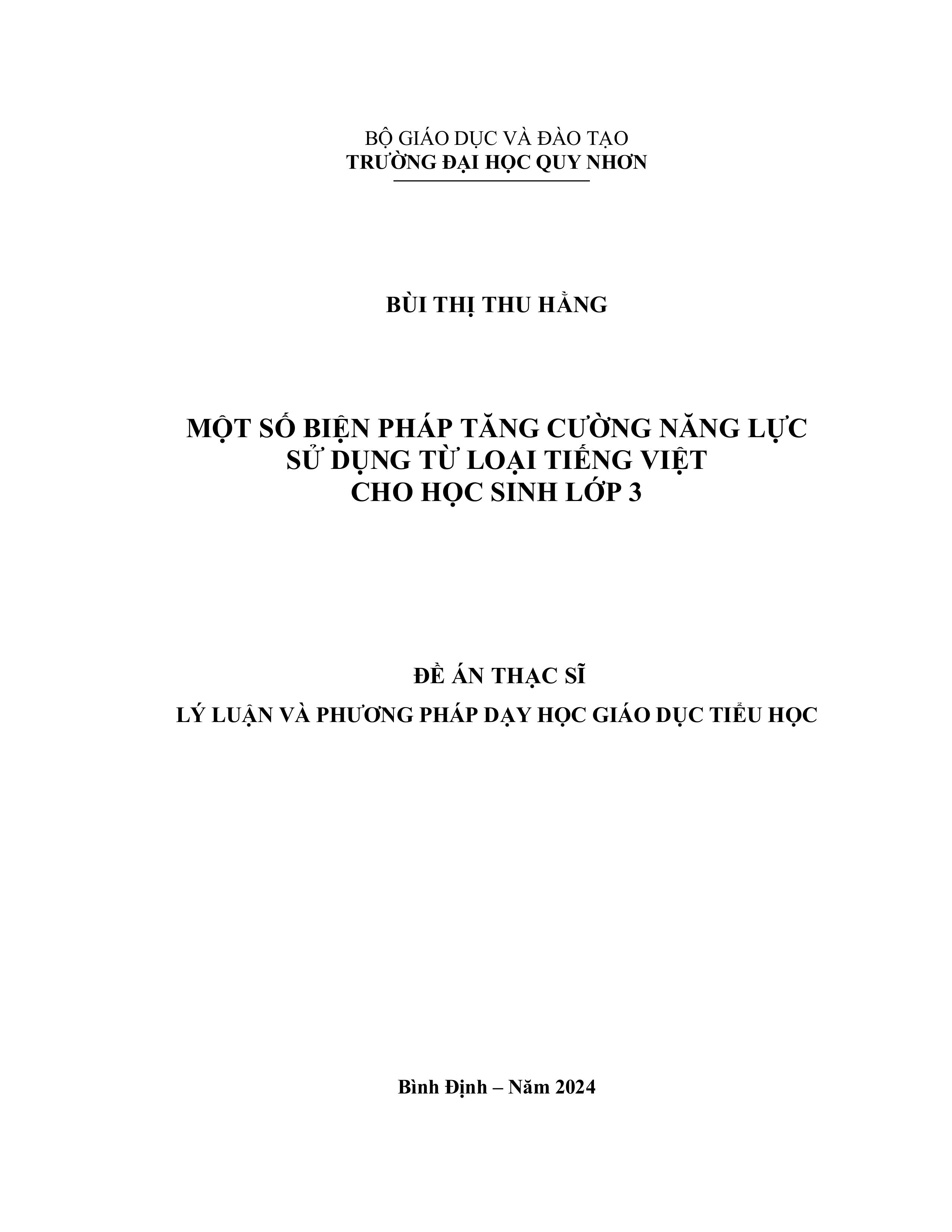 Một số biện pháp tăng cường năng lực sử dụng từ loại tiếng Việt cho học sinh lớp 3