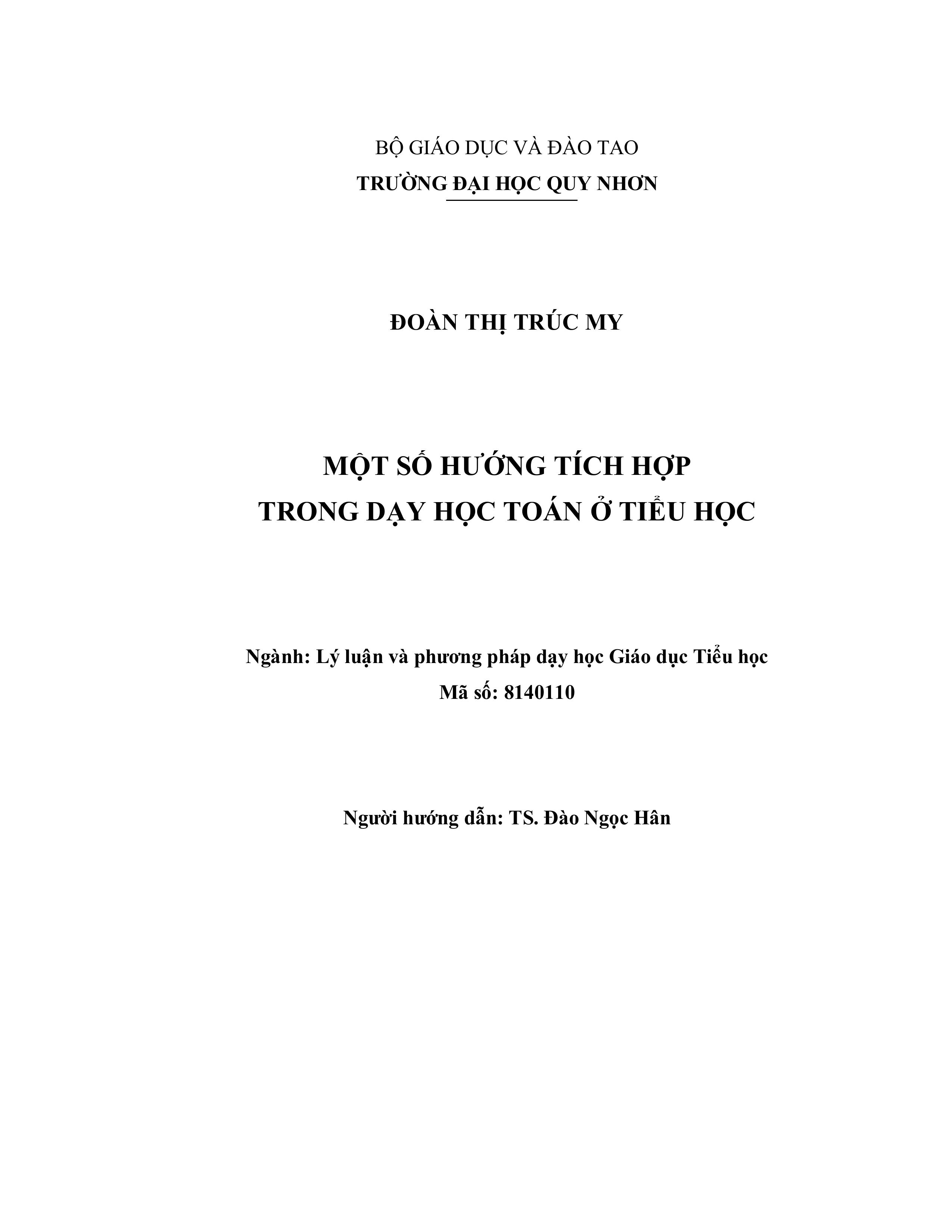 Một số hướng tích hợp trong dạy học Toán ở tiểu học