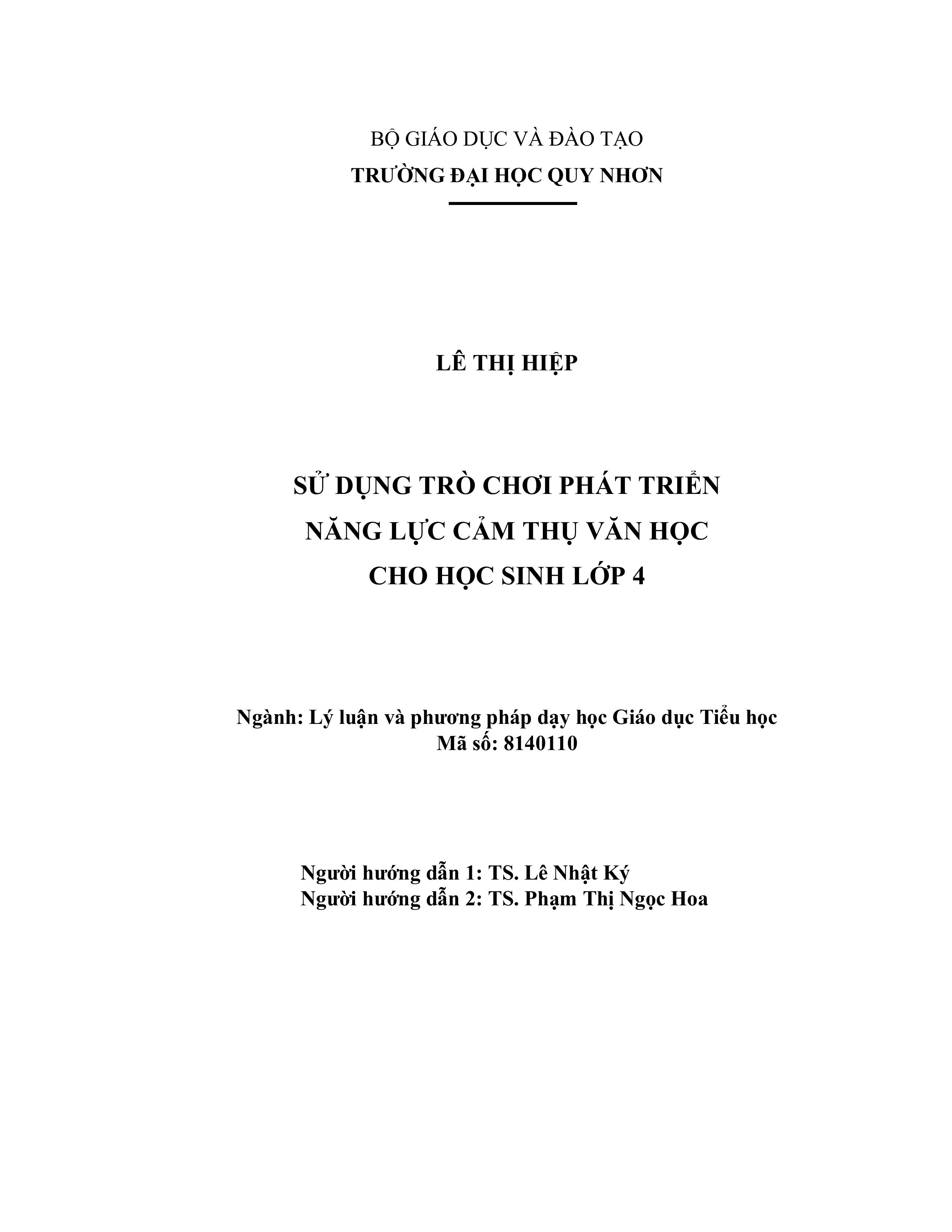 Sử dụng trò chơi phát triển năng lực cảm thụ văn học cho học sinh lớp 4