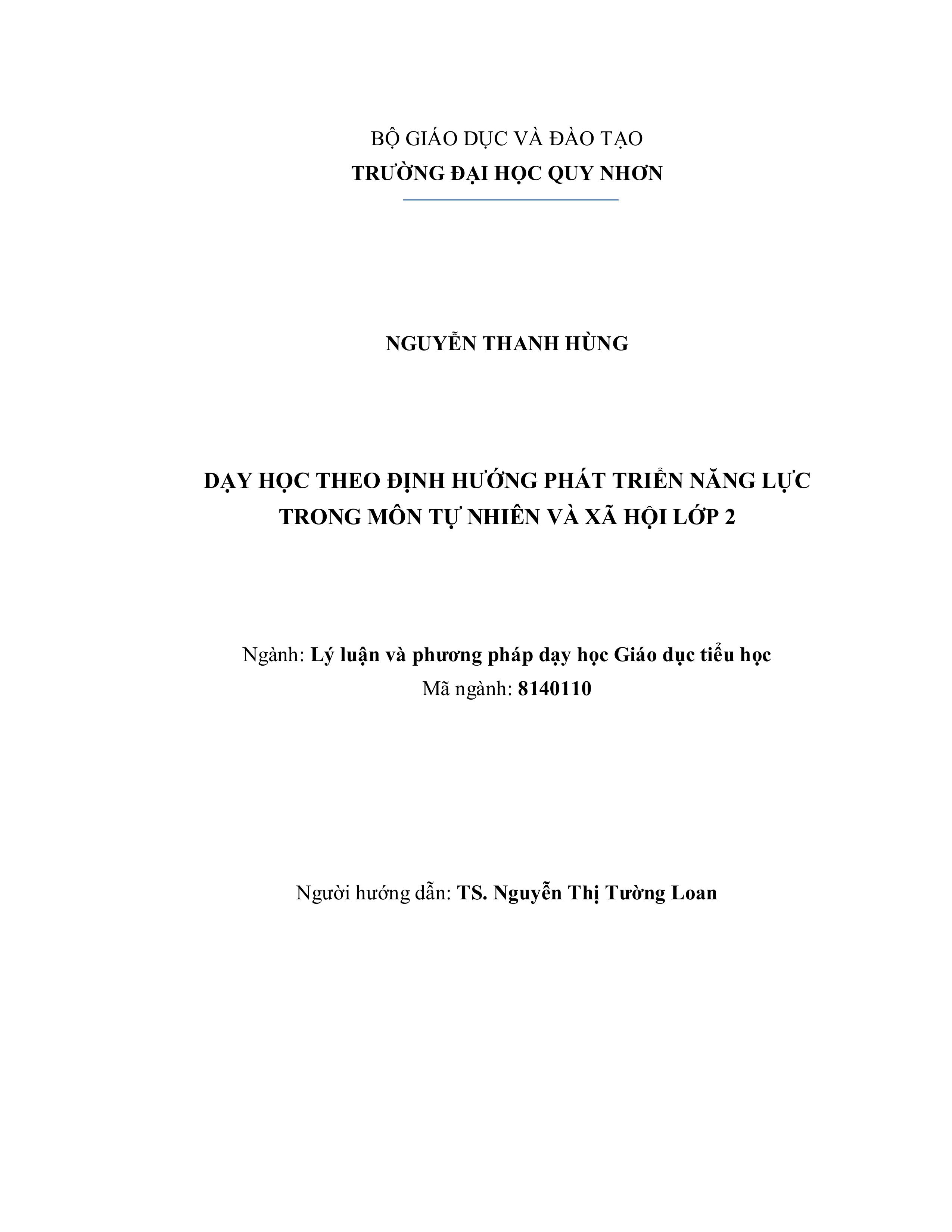 Dạy học theo định hướng phát triển năng lực trong môn Tự nhiên và Xã hội lớp 2