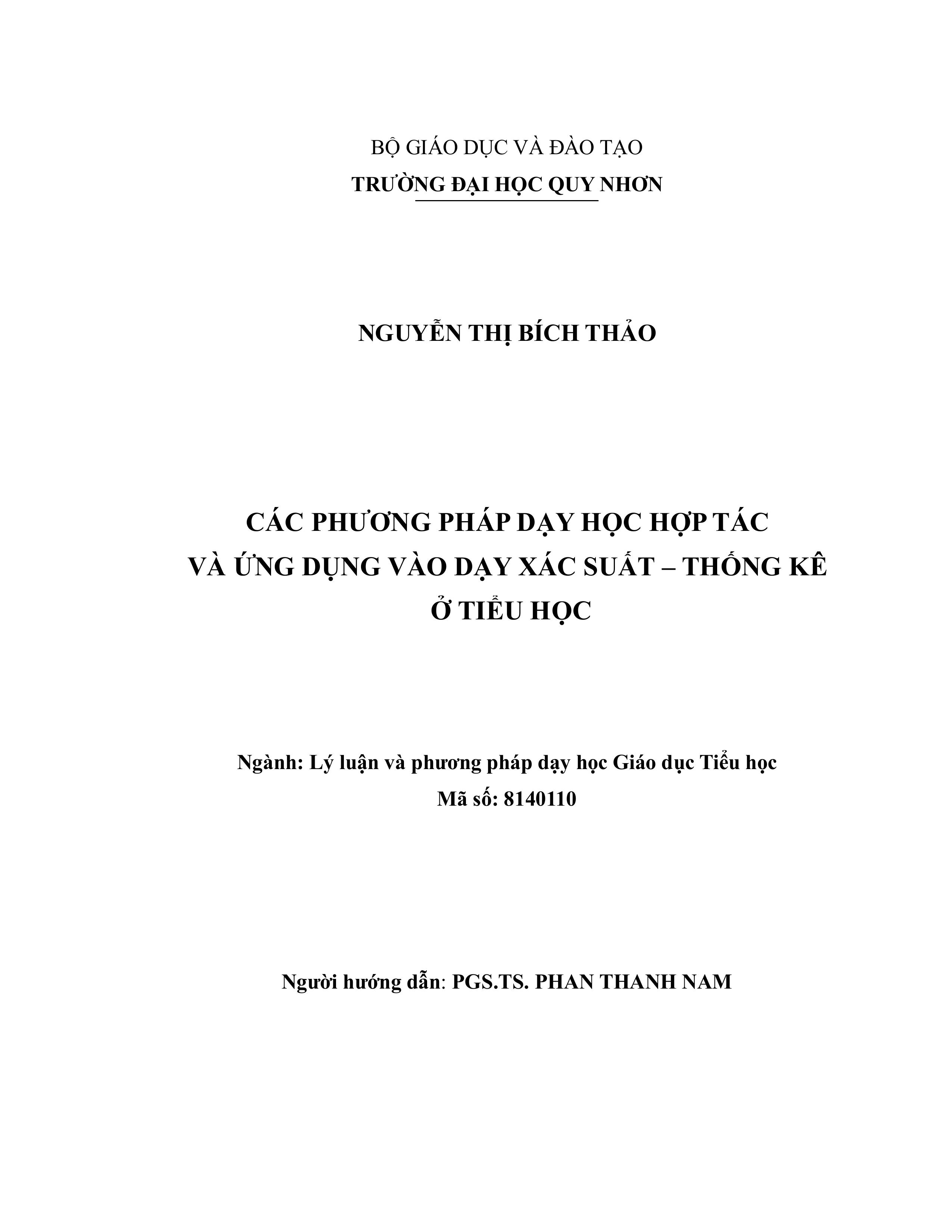 Các phương pháp dạy học hợp tác và ứng dụng vào dạy học xác suất - thống kê ở tiểu học