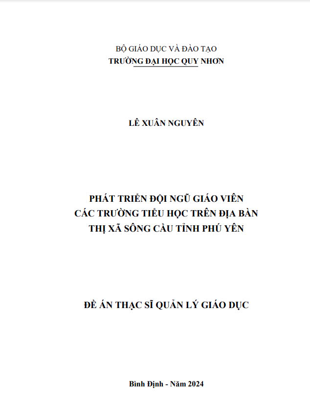 Phát triển đội ngũ giáo viên các trường tiểu học trên địa bàn thị xã Sông Cầu tỉnh Phú Yên