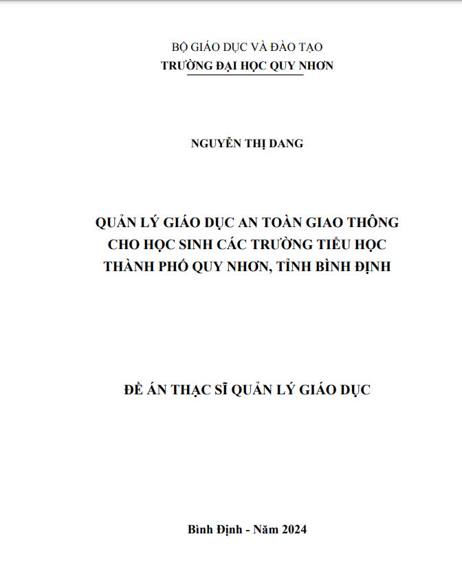 Quản lý giáo dục an toàn giao thông cho học sinh các trường tiểu học thành phố Quy Nhơn, tỉnh Bình Định