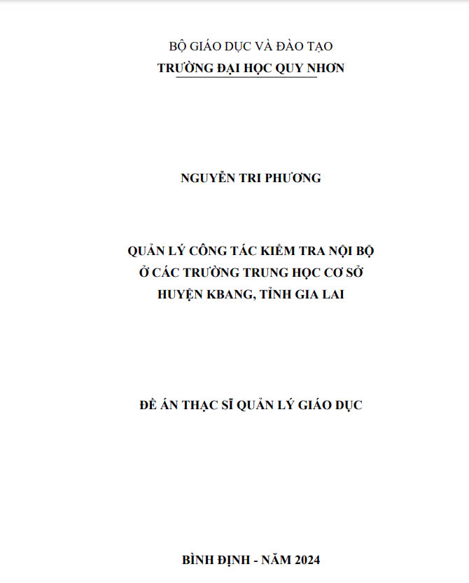 Quản lý công tác kiểm tra nội bộ ở các trường trung học cơ sở huyện Kbang, tỉnh Gia Lai