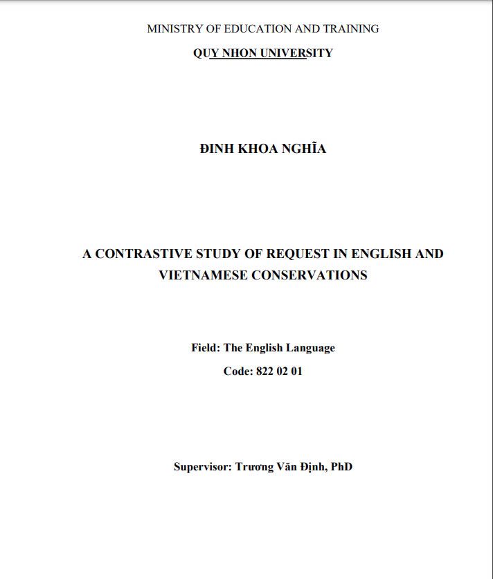 A contrastive study of request in English and Vietnamese conservations