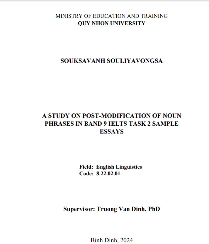 A study on post-modification of noun phrases in band 9 IELTS task 2 sample essays