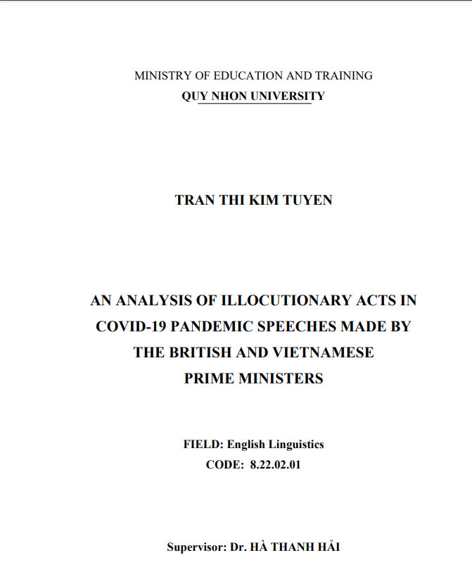 An analysis of illocutionary acts in Covid-19 pandemic speeches made by the British and Vietnamese Prime Ministers