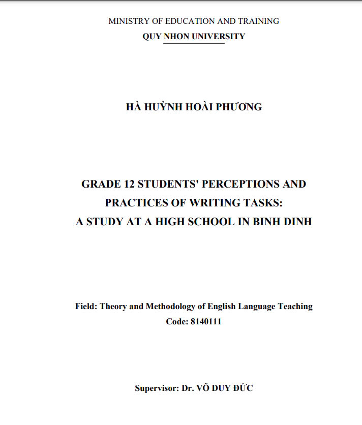 Grade 12 students' perceptions and practices of writing tasks: A study at a high school in Binh Dinh