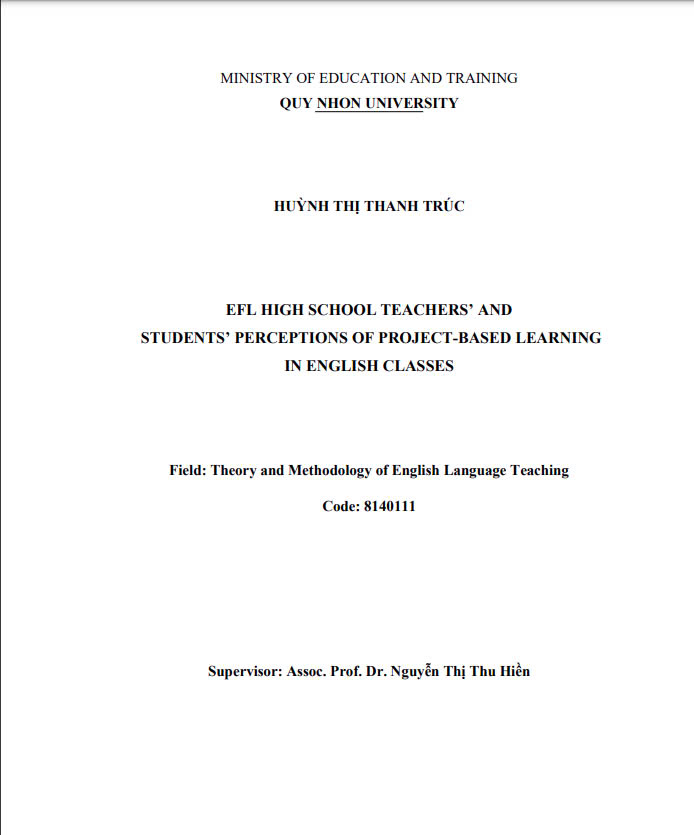 EFL high school teachers’ and students’ perceptions of project-based learning in English classes