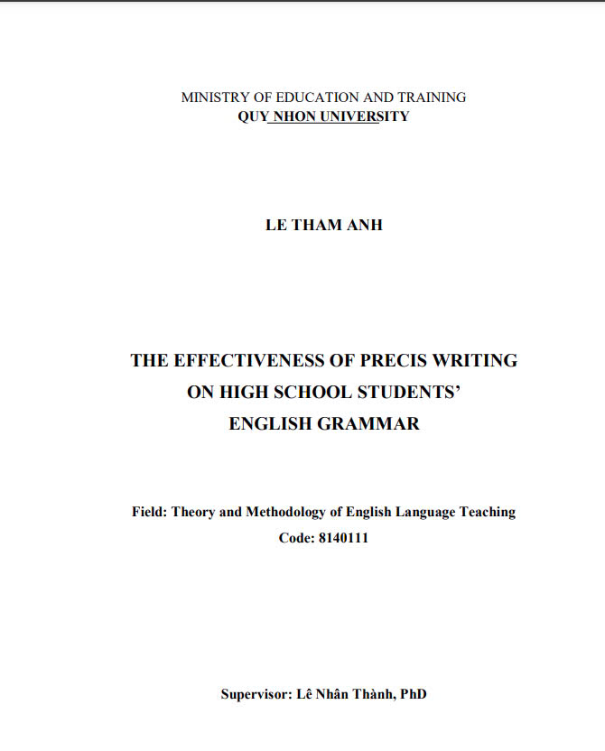The effectiveness of precis writing on high school students’ English grammar