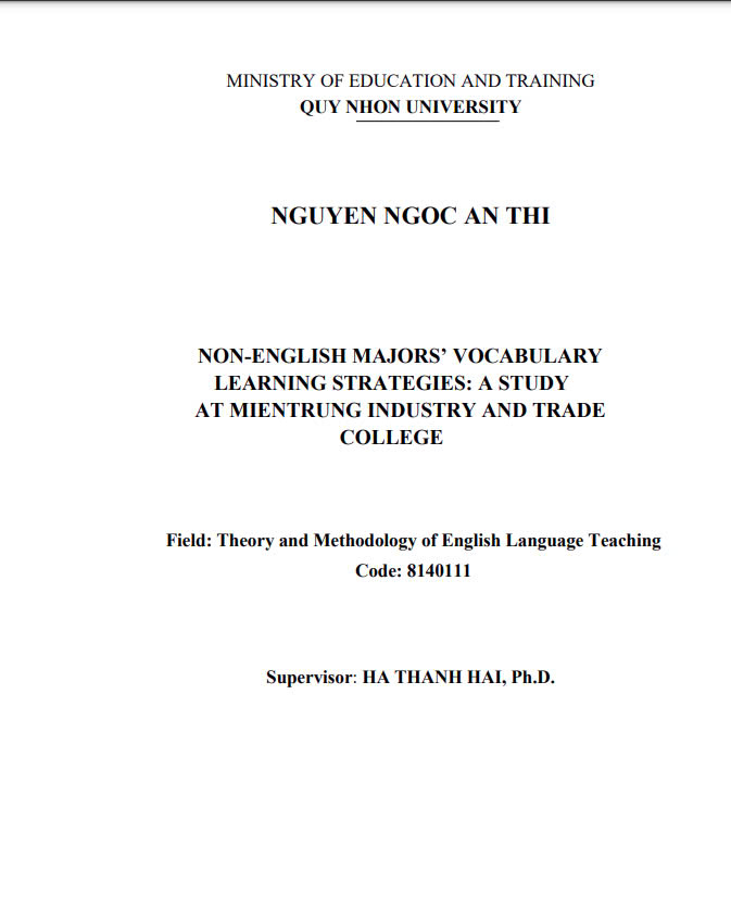 Non-English majors’ vocabulary learning strategies: A study at MienTrung Industry and Trade College