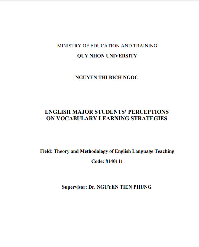 English major students’ perceptions on vocabulary learning strategies