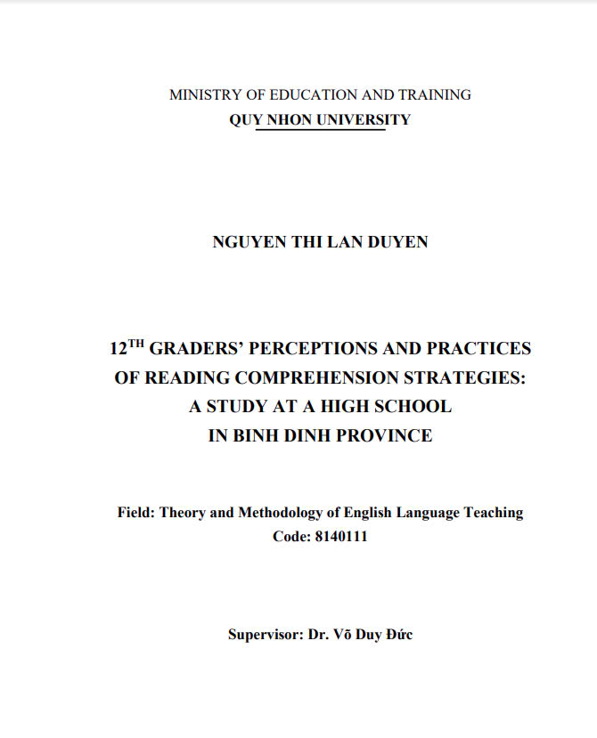 12th graders’ perceptions and practices of reading comprehension strategies: A study at a high school in Binh Dinh province
