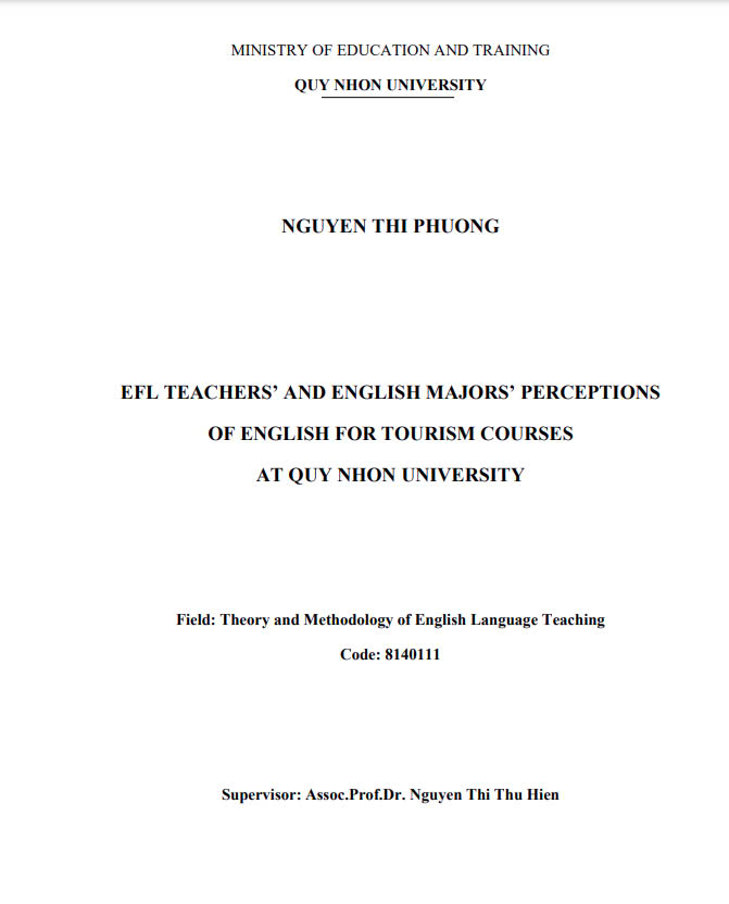 EFL teachers’ and English majors’ perceptions of English for tourism courses at Quy Nhon University