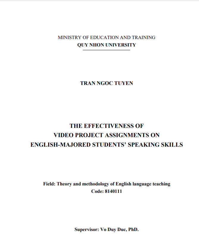 The effectiveness of video project assignments on English-majored students’ speaking skills