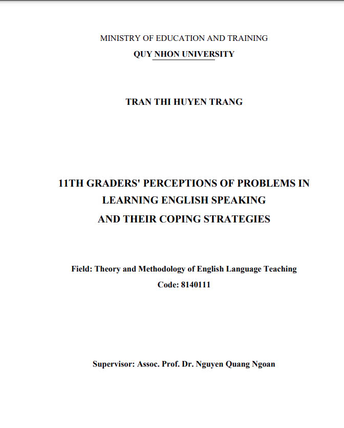 11th graders' perceptions of problems in learning English speaking and their coping strategies