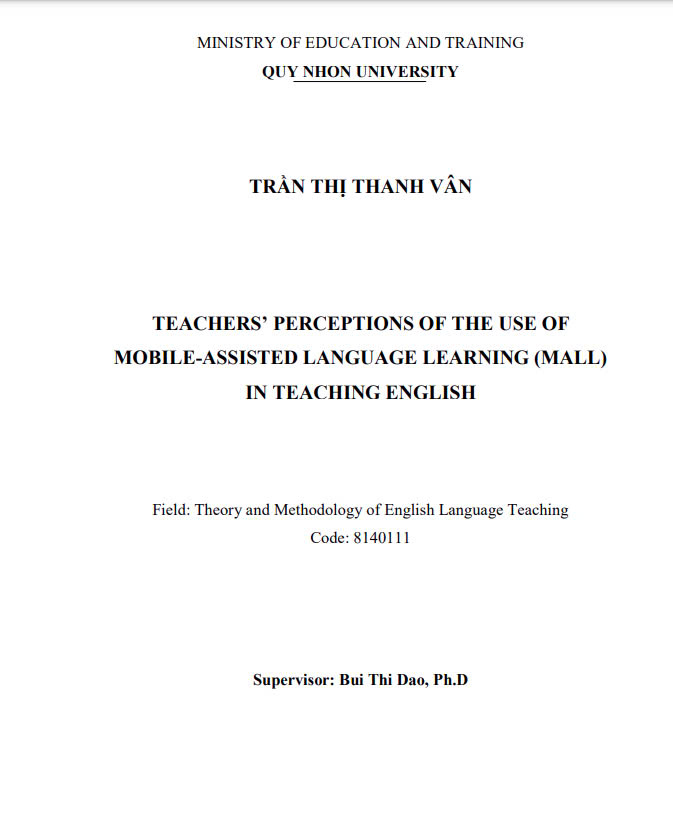 Teachers’ perceptions of the use of mobile-assisted language learning (MALL) in teaching English