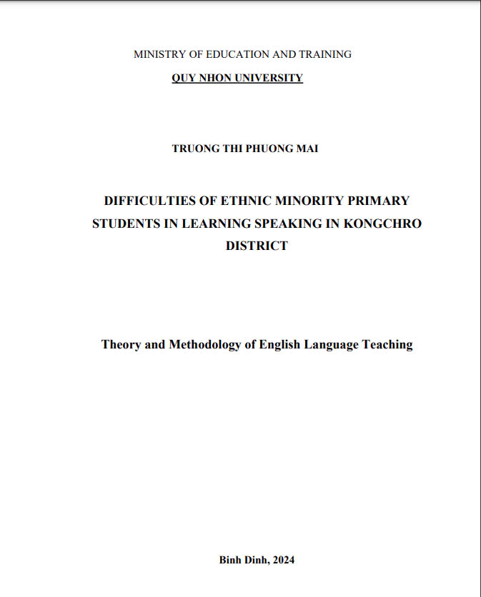 Difficulties of ethnic minority primary students in learning speaking in Kongchro district