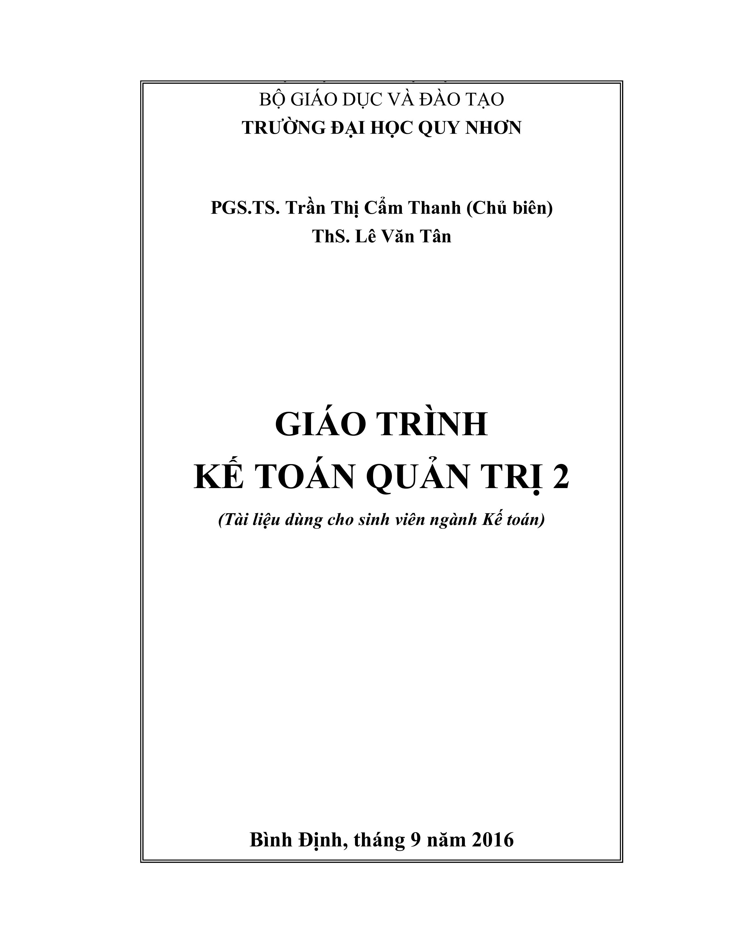 Giáo trình kế toán quản trị 2