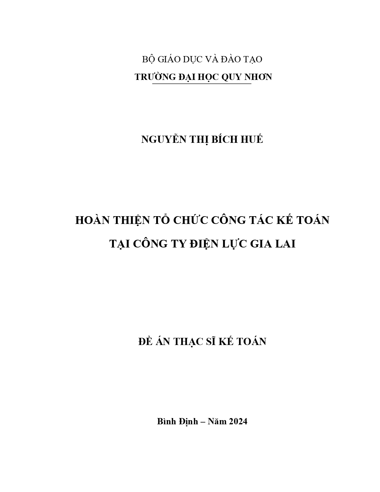 Hoàn thiện tổ chức công tác kế toán tại Công ty Điện lực Gia Lai