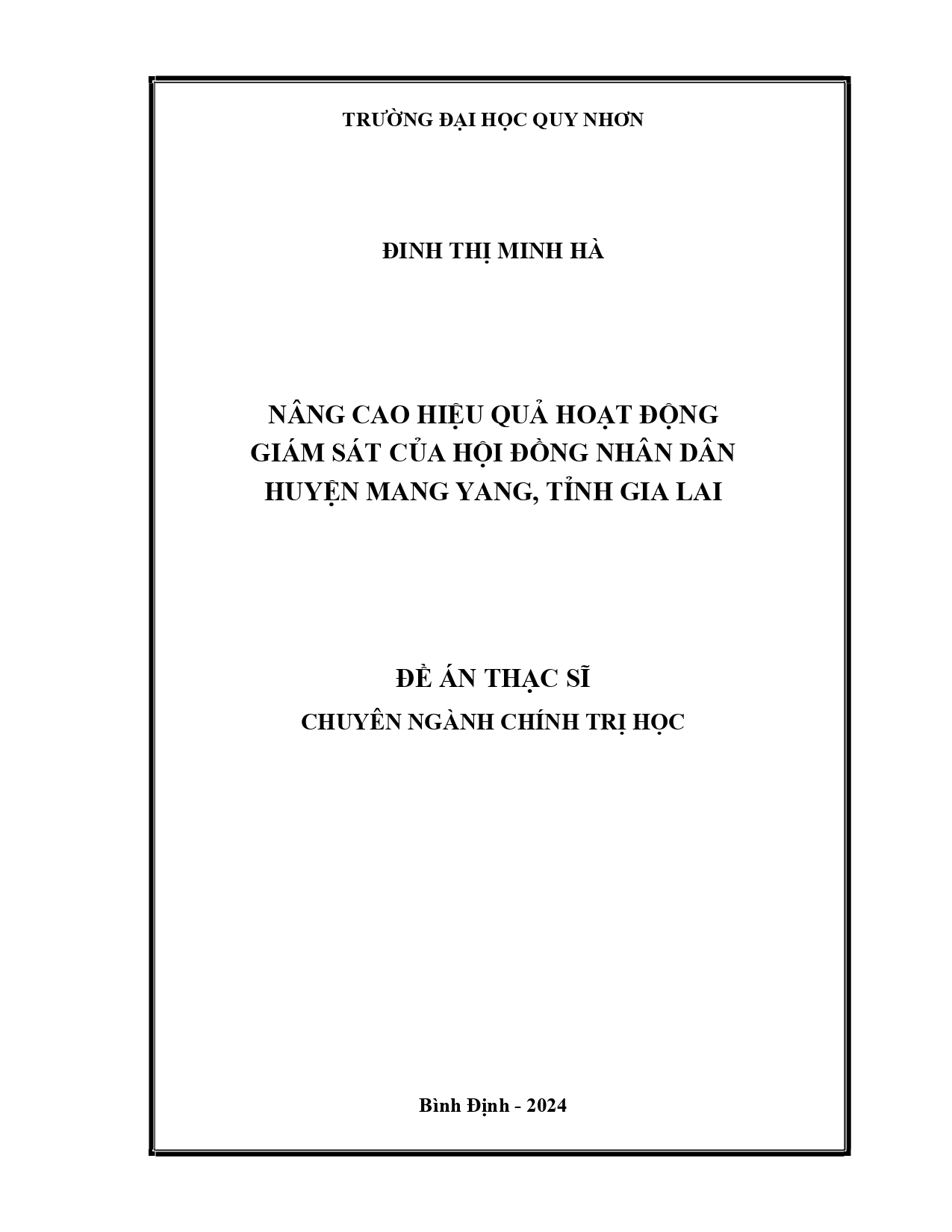 Nâng cao hiệu quả hoạt động giám sát của Hội đồng nhân dân huyện Mang Yang, tỉnh Gia Lai