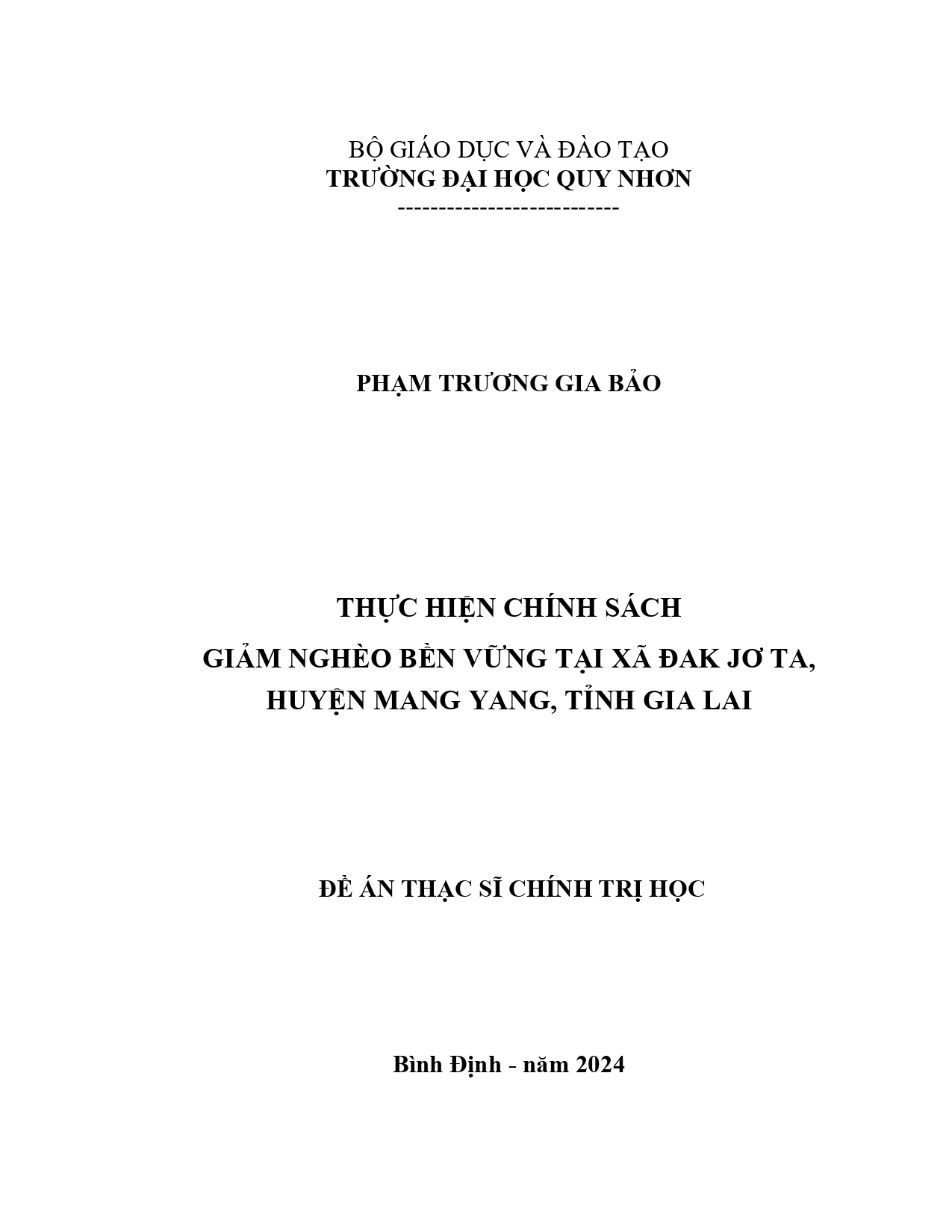 Thực hiện chính sách giảm nghèo bền vững tại xã Đak Jơ Ta, huyện Mang Yang, tỉnh Gia Lai